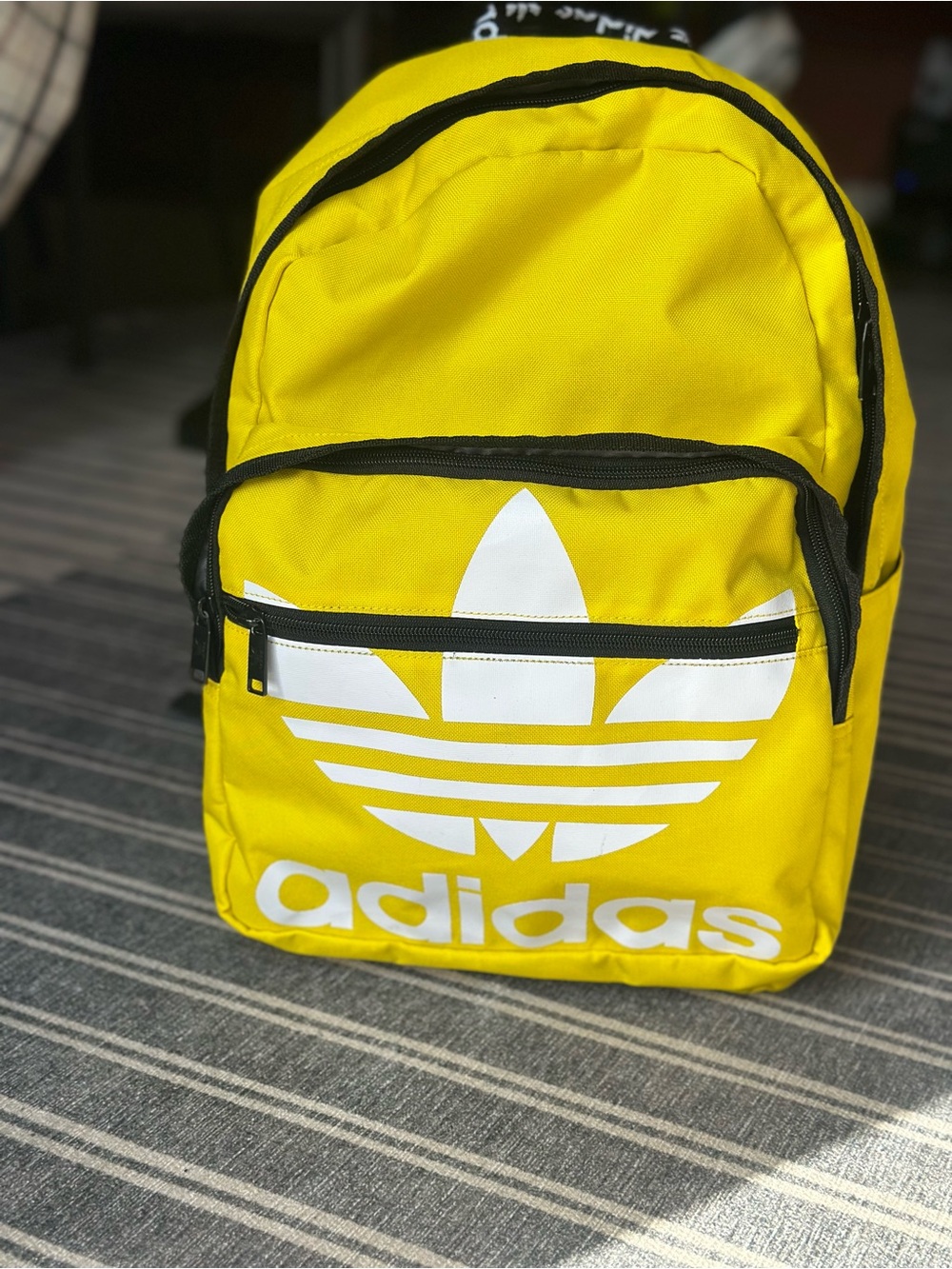 adidas Yellow Backpack with White Trefoil Logo